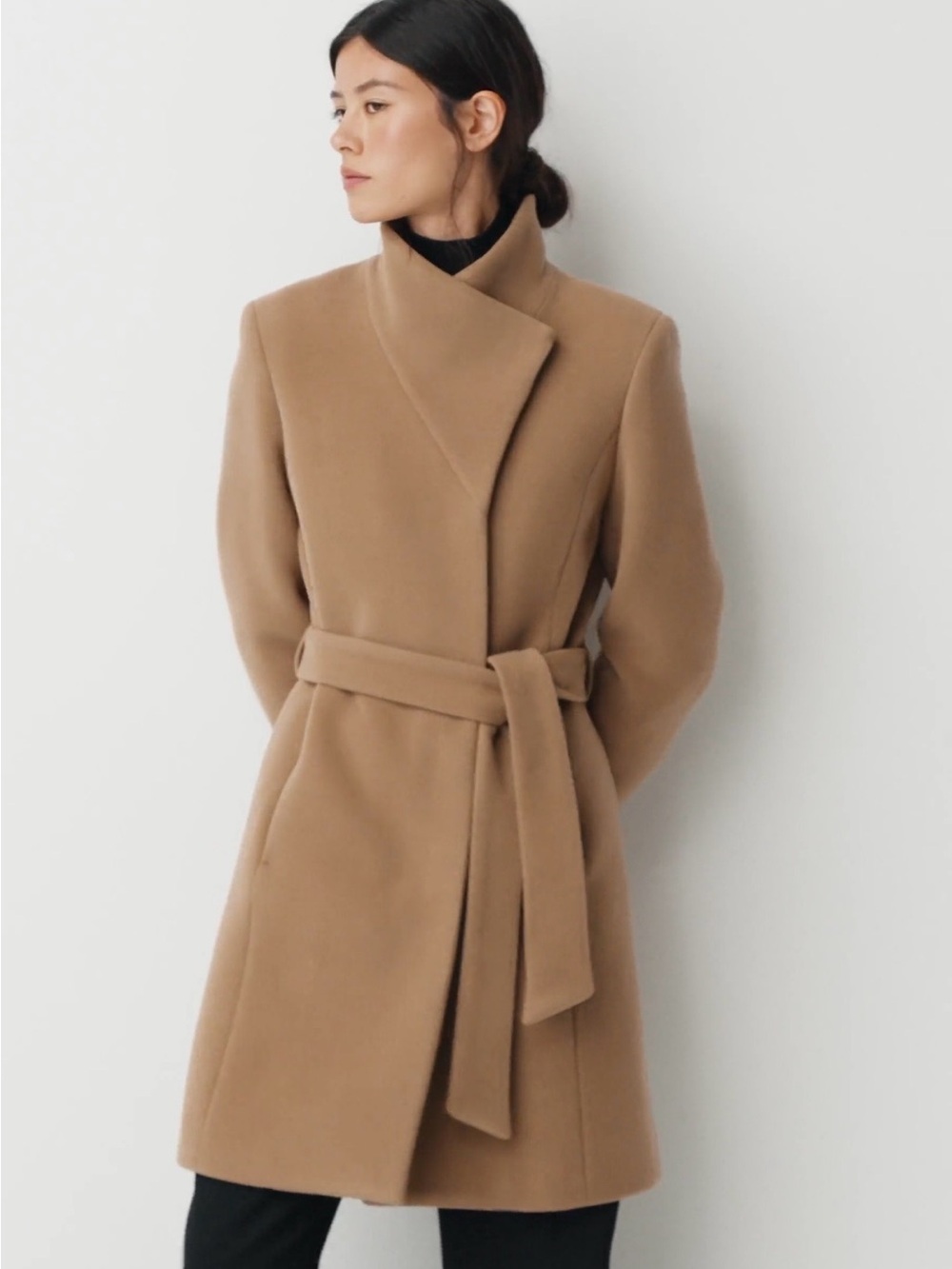 Aritzia Babaton Virgin Wool Wrap Coat XS | Made in Italy | Camel